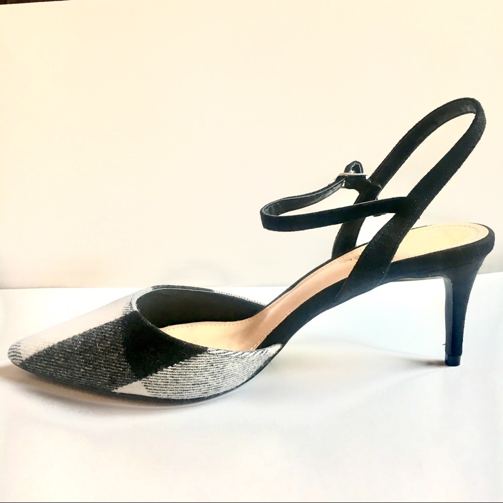 Buffalo Check Flannel Heels - Ankle Strap Plaid - Picture 2 of 8